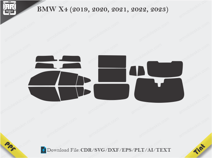 BMW X4 (2019, 2020, 2021, 2022, 2023) Tint Film Cutting Template