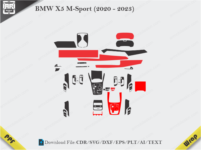 BMW X5 M-Sport (2020 – 2023) Car Interior PPF or Wrap Template