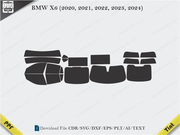 BMW X6 (2020, 2021, 2022, 2023, 2024) Tint Film Cutting Template