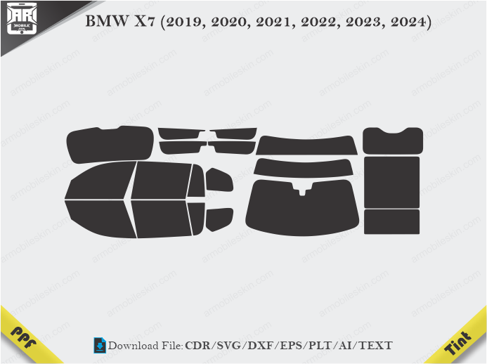 BMW X7 (2019, 2020, 2021, 2022, 2023, 2024) Tint Film Cutting Template