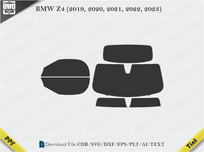BMW Z4 (2019, 2020, 2021, 2022, 2023) Tint Film Cutting Template