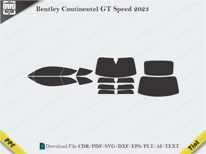 Bentley Continentel GT Speed 2023 Tint Film Cutting Template