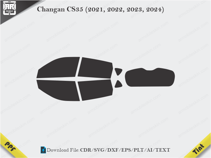 Changan CS35 (2021, 2022, 2023, 2024) Tint Film Cutting Template