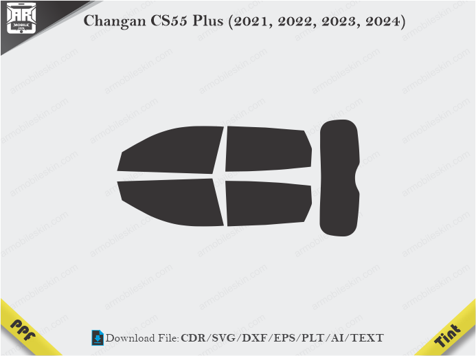Changan CS55 Plus (2021, 2022, 2023, 2024) Tint Film Cutting Template