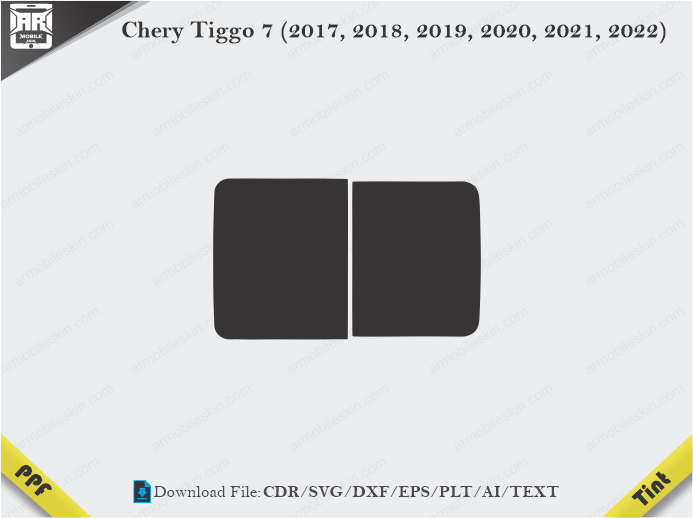 Chery Tiggo 7 (2017, 2018, 2019, 2020, 2021, 2022) Tint Film Cutting Template