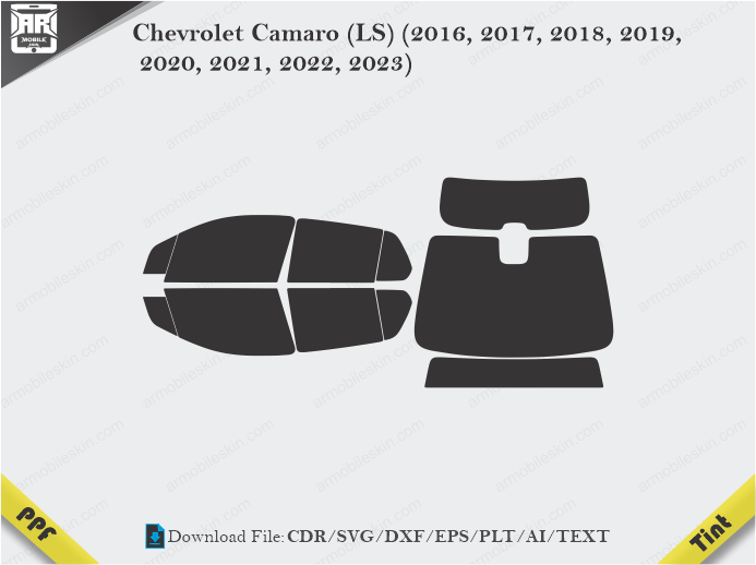 Chevrolet Camaro (LS) (2016 – 2023) Tint Film Cutting Template
