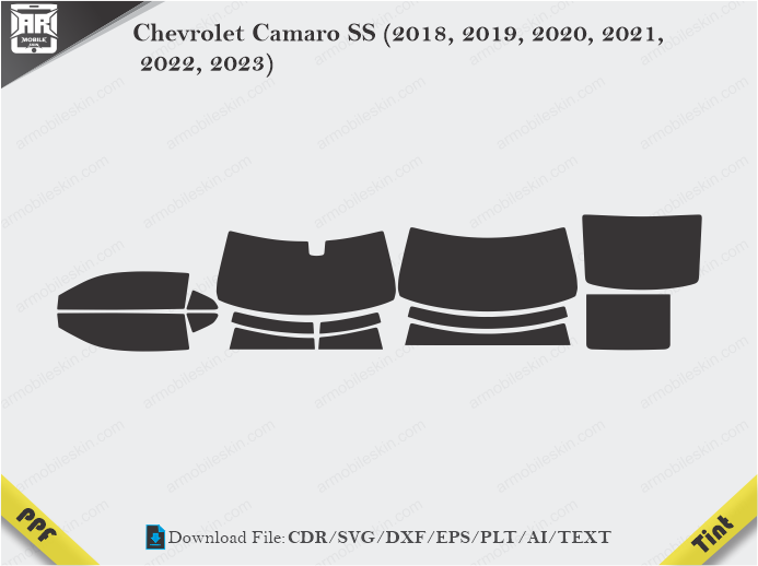 Chevrolet Camaro SS (2018, 2019, 2020, 2021, 2022, 2023) Tint Film Cutting Template
