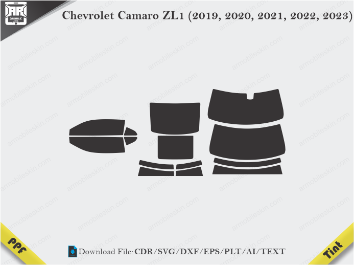 Chevrolet Camaro ZL1 (2019, 2020, 2021, 2022, 2023) Tint Film Cutting Template