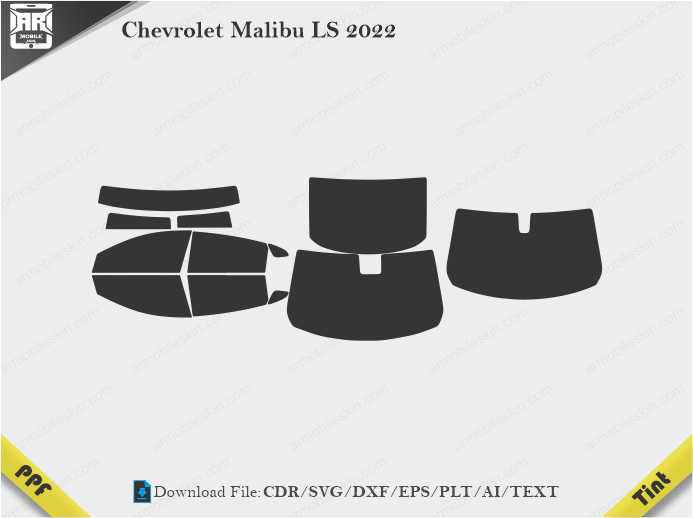 Chevrolet Malibu LS 2022 Tint Film Cutting Template