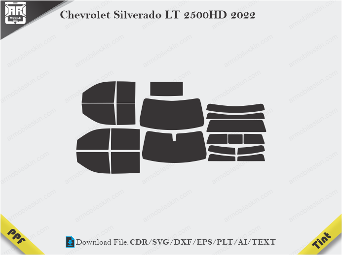 Chevrolet Silverado LT 2500HD 2022 Tint Film Cutting Template