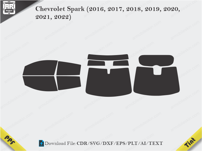 Chevrolet Spark (2016 – 2022) Tint Film Cutting Template