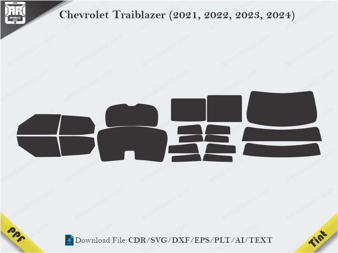 Chevrolet Traiblazer (2021, 2022, 2023, 2024) Tint Film Cutting Template