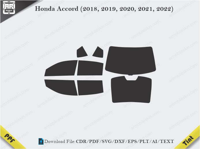 Honda Accord (2018, 2019, 2020, 2021, 2022) Tint Film Cutting Template