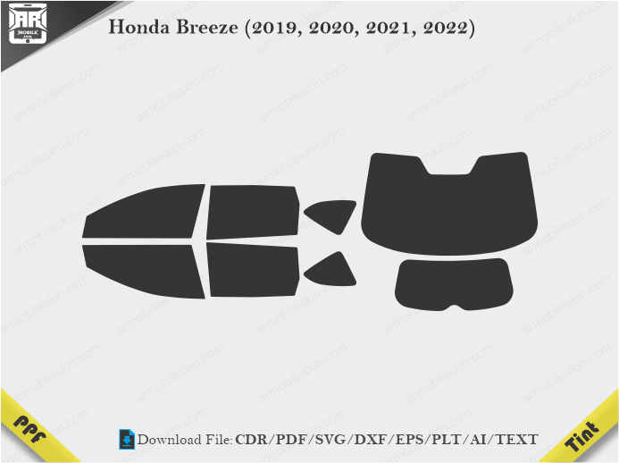 Honda Breeze (2019, 2020, 2021, 2022) Tint Film Cutting Template