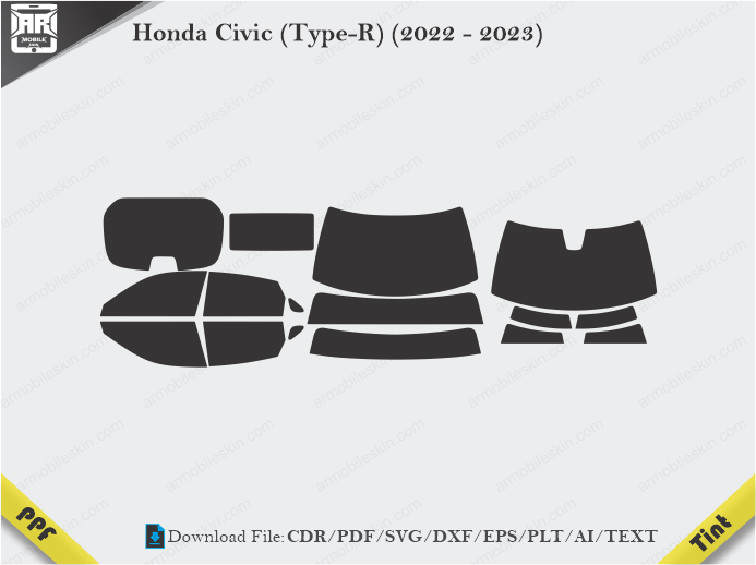 Honda Civic (Type-R) (2022 - 2023) Tint Film Cutting Template