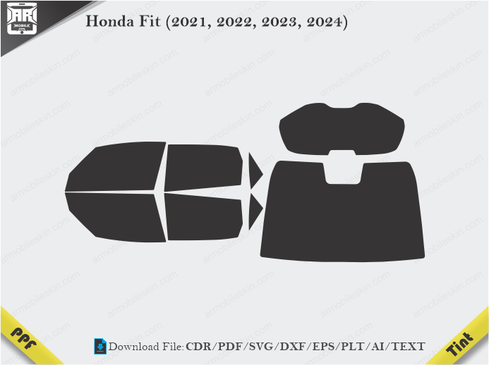Honda Fit (2021, 2022, 2023, 2024) Tint Film Cutting Template