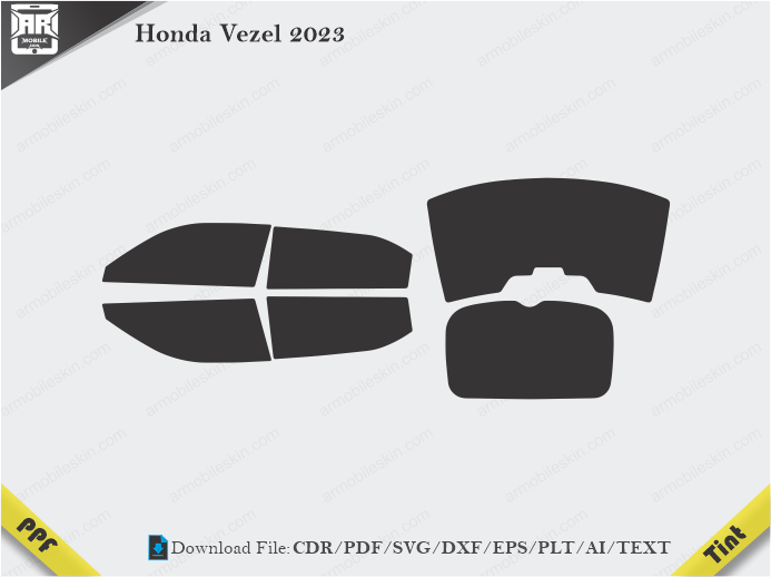 Honda Vezel 2023 Tint Film Cutting Template
