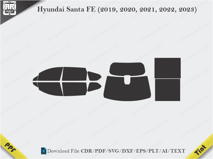 Hyundai Santa FE (2019, 2020, 2021, 2022, 2023) Tint Film Cutting Template