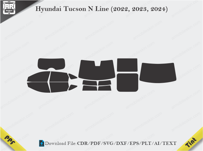 Hyundai Tucson N Line (2022, 2023, 2024) Tint Film Cutting Template