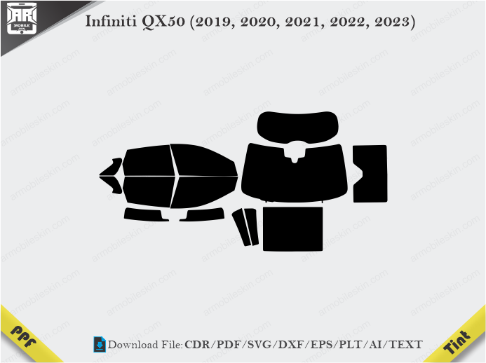 Infiniti QX50 (2019, 2020, 2021, 2022, 2023) Tint Film Cutting Template