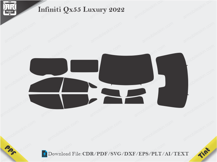 Infiniti Qx55 Luxury 2022 Tint Film Cutting Template