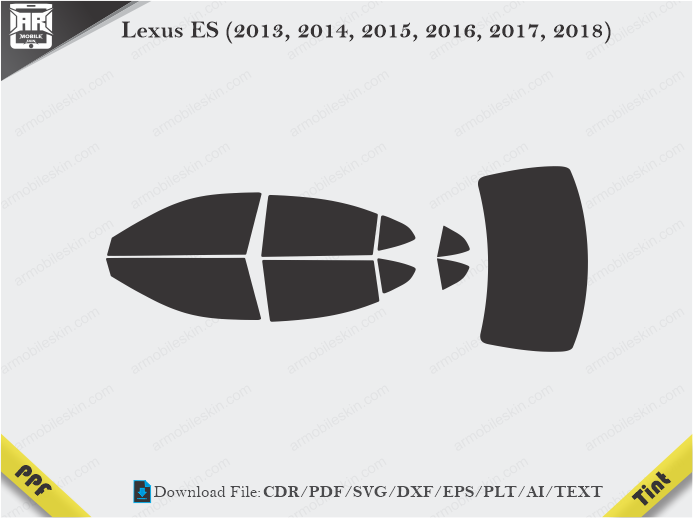 Lexus ES (2013, 2014, 2015, 2016, 2017, 2018) Tint Film Cutting Template