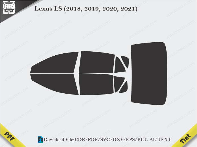 Lexus LS (2018, 2019, 2020, 2021) Tint Film Cutting Template
