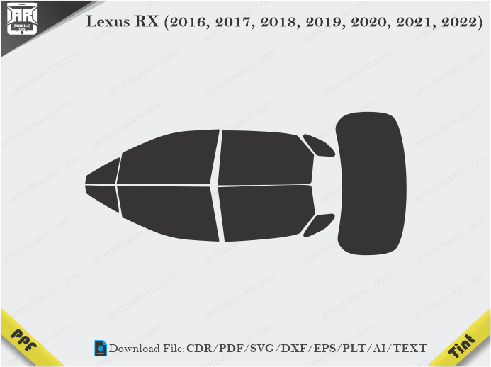 Lexus RX (2016, 2017, 2018, 2019, 2020, 2021, 2022) Tint Film Cutting Template