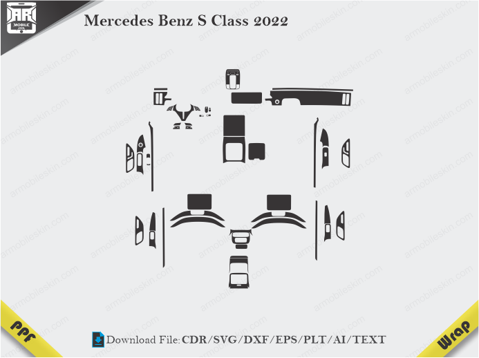 Mercedes Benz S Class 2022 Car Interior PPF or Wrap Template