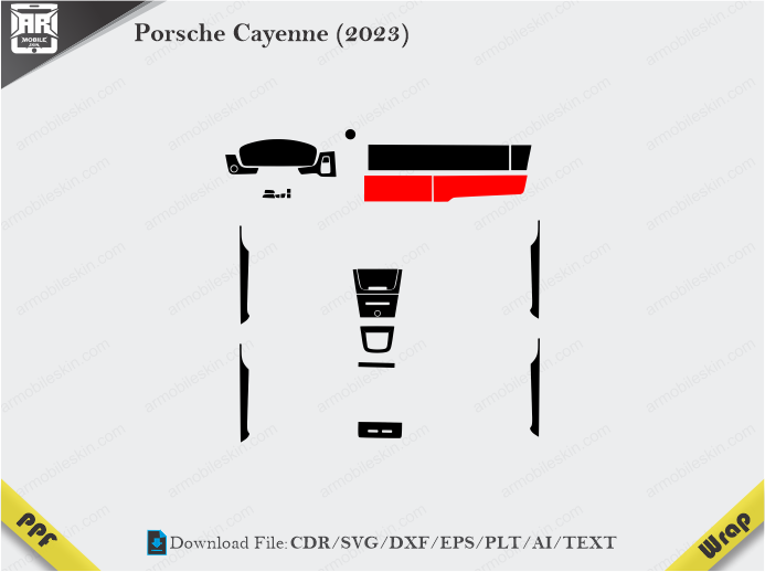 Porsche Cayenne (2023) Car Interior PPF or Wrap Template