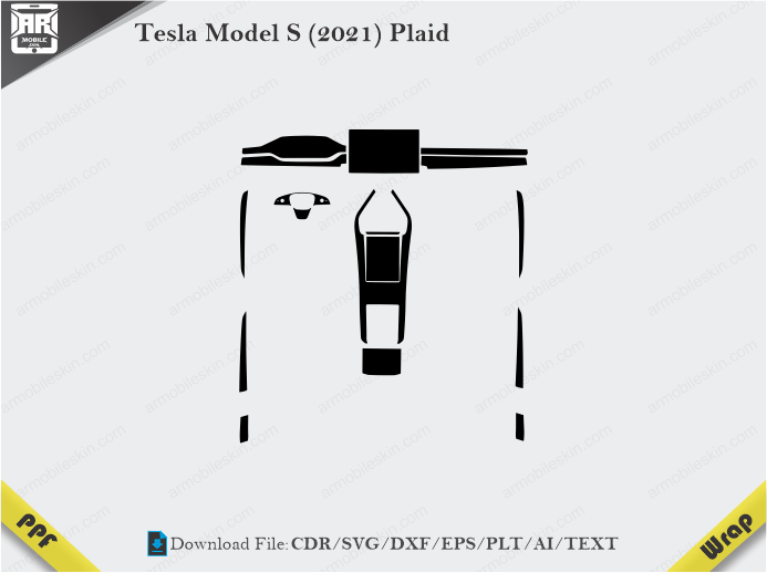 Tesla Model S (2021) Plaid Car Interior PPF or Wrap Template