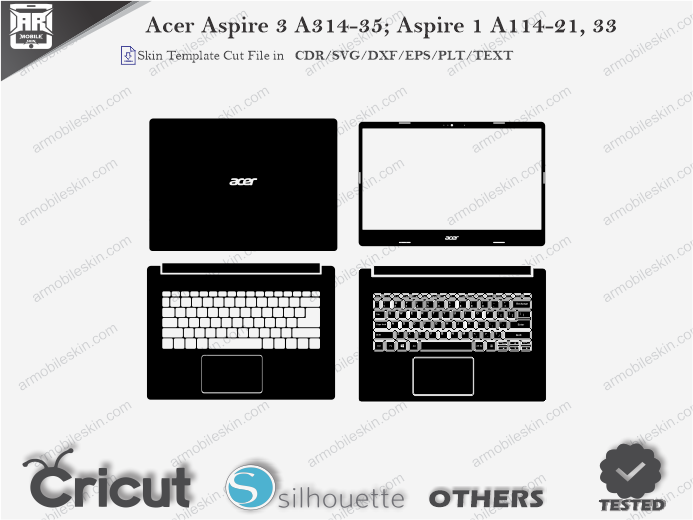 Acer Aspire 3 A314-35; Aspire 1 A114-21, 33 Skin Template Vector