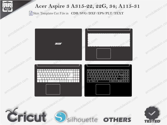 Acer Aspire 3 A315-22, 22G, 34; A115-31 Skin Template Vector