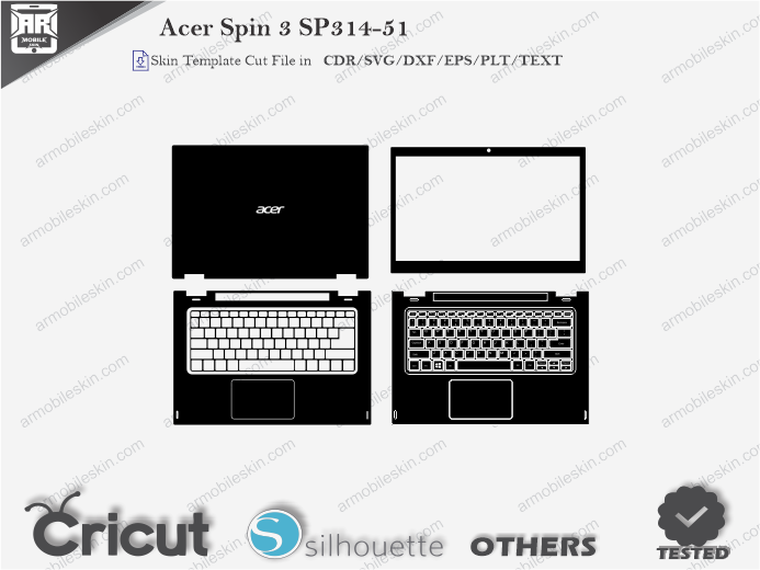 Acer Spin 3 SP314-51 Skin Template Vector