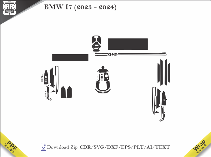 BMW I7 (2023 – 2024) Car Interior PPF or Wrap Template