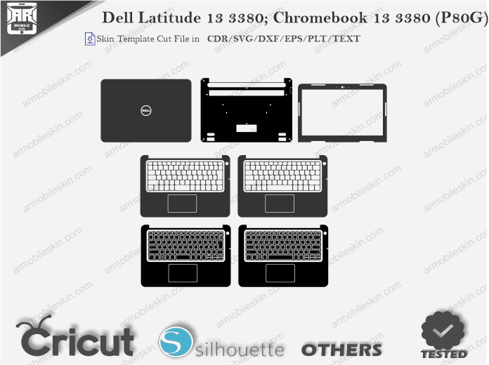 Dell Latitude 13 3380; Chromebook 13 3380 (P80G) Skin Template Vector