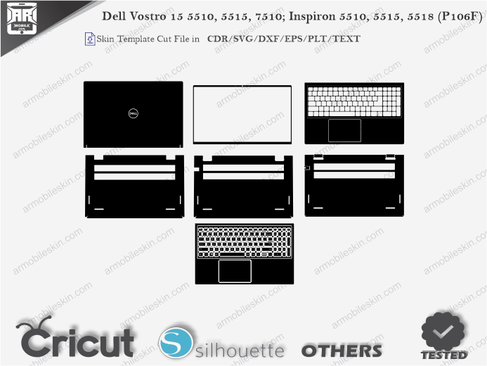 Dell Vostro 15 5510, 5515, 7510; Inspiron 5510, 5515, 5518 (P106F) Skin Template Vector