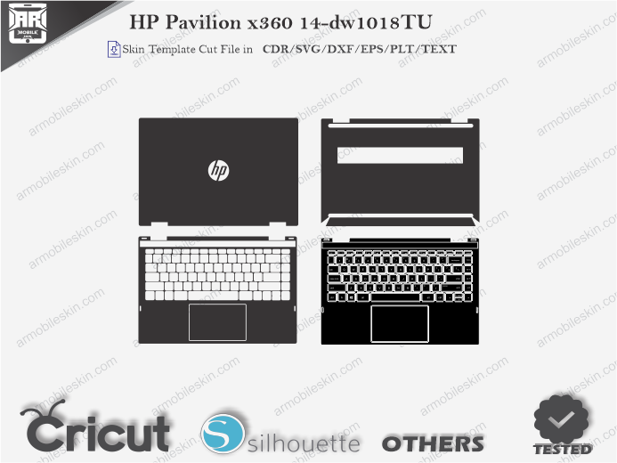 HP Pavilion x360 14-dw1018TU Skin Template Vector