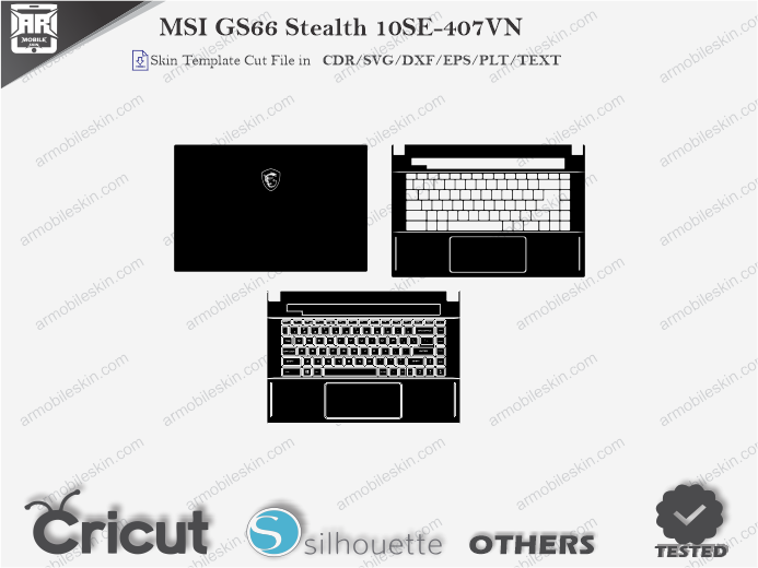 MSI GS66 Stealth 10SE-407VN Skin Template Vector