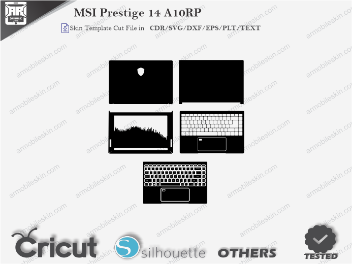 MSI Prestige 14 A10RP Skin Template Vector