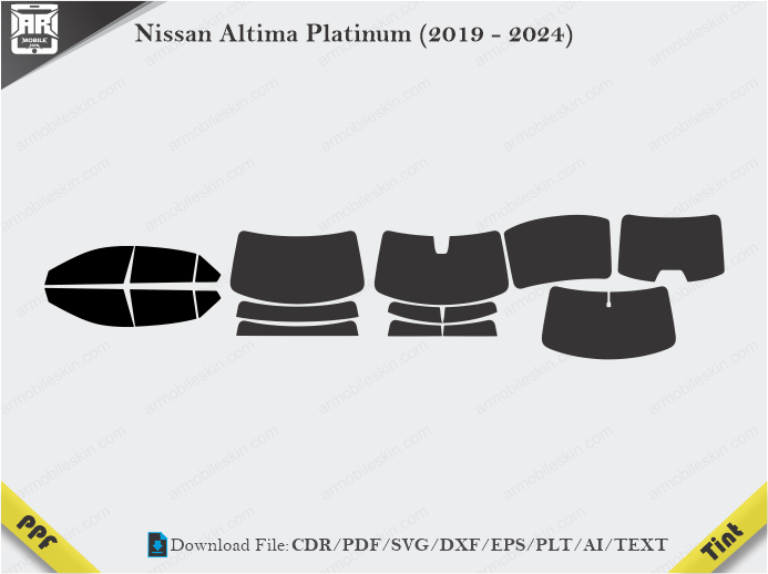 Nissan Altima Platinum (2019 – 2024) Tint Film Cutting Template