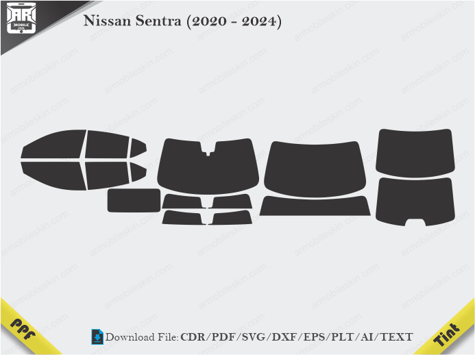 Nissan Sentra (2020 – 2024) Tint Film Cutting Template
