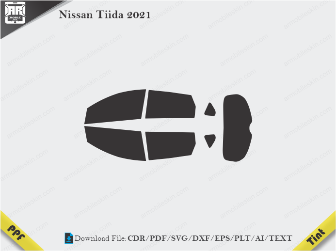 Nissan Tiida 2021 Tint Film Cutting Template