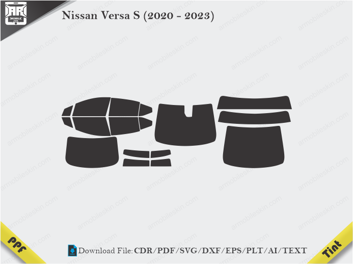 Nissan Versa S (2020 – 2023) Tint Film Cutting Template