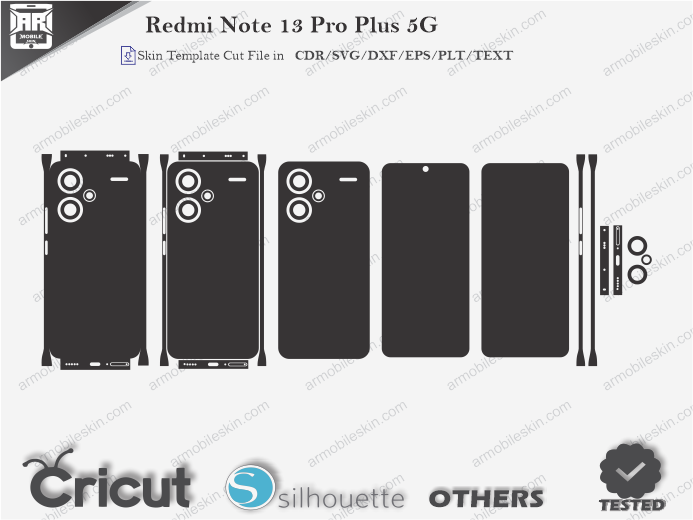 Redmi Note 13 Pro Plus 5G Skin Template Vector