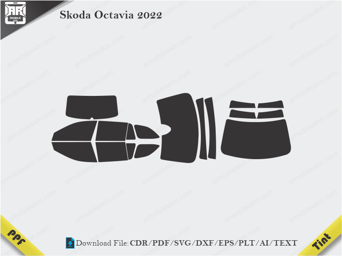 Skoda Octavia 2022 Tint Film Cutting Template