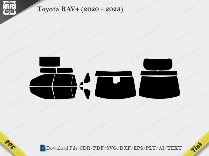 Toyota RAV4 (2020 – 2023) Tint Film Cutting Template