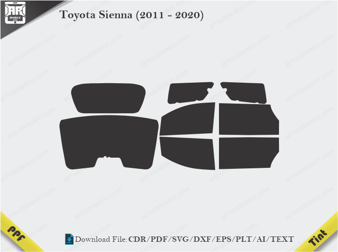 Toyota Sienna (2011 - 2020) Tint Film Cutting Template