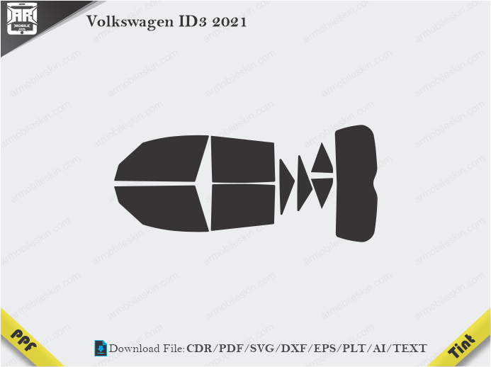 Volkswagen ID3 2021 Tint Film Cutting Template