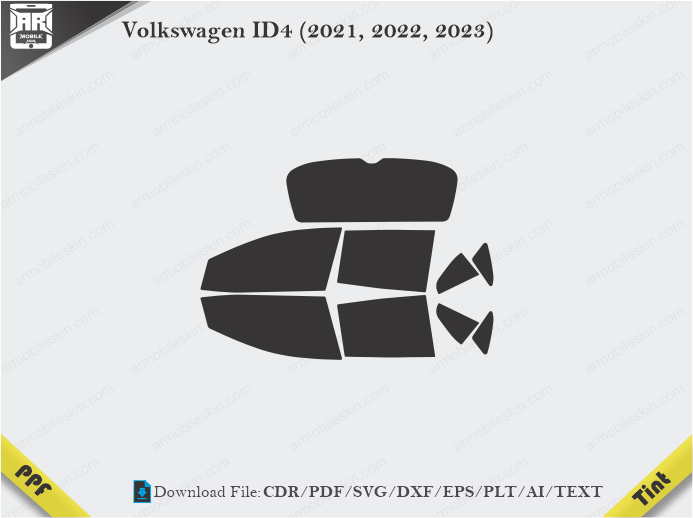 Volkswagen ID4 (2021, 2022, 2023) Tint Film Cutting Template